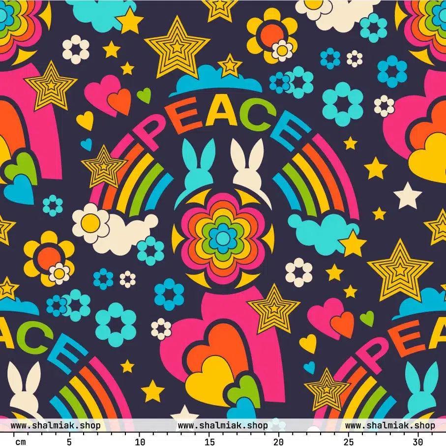 Fabric - BUNNY PEACE dark blue
