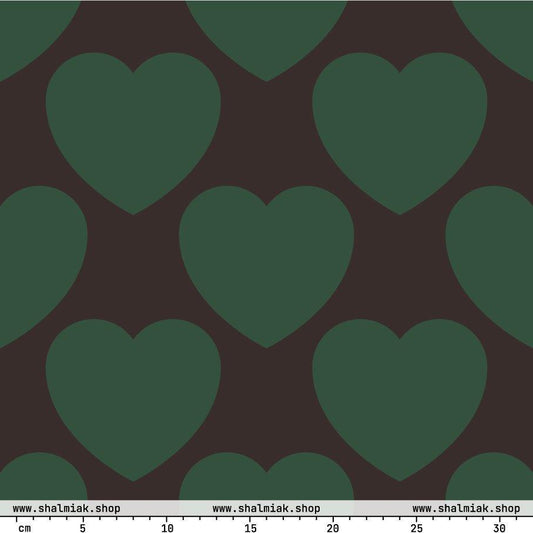 Fabric - ELLIE LOVE forest - Bold Heart Print