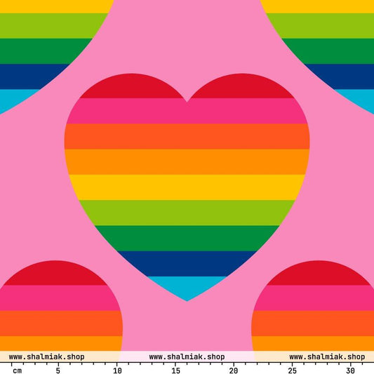 Fabric - ELLIE LOVE rainbow pink XL - Bold Heart Print