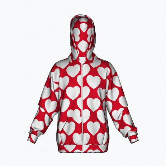 ELLIE LOVE red white - Cotton Zipper Hoodie