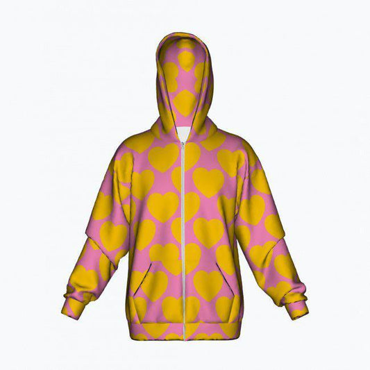 ELLIE LOVE yellow pink - Cotton Zipper Hoodie