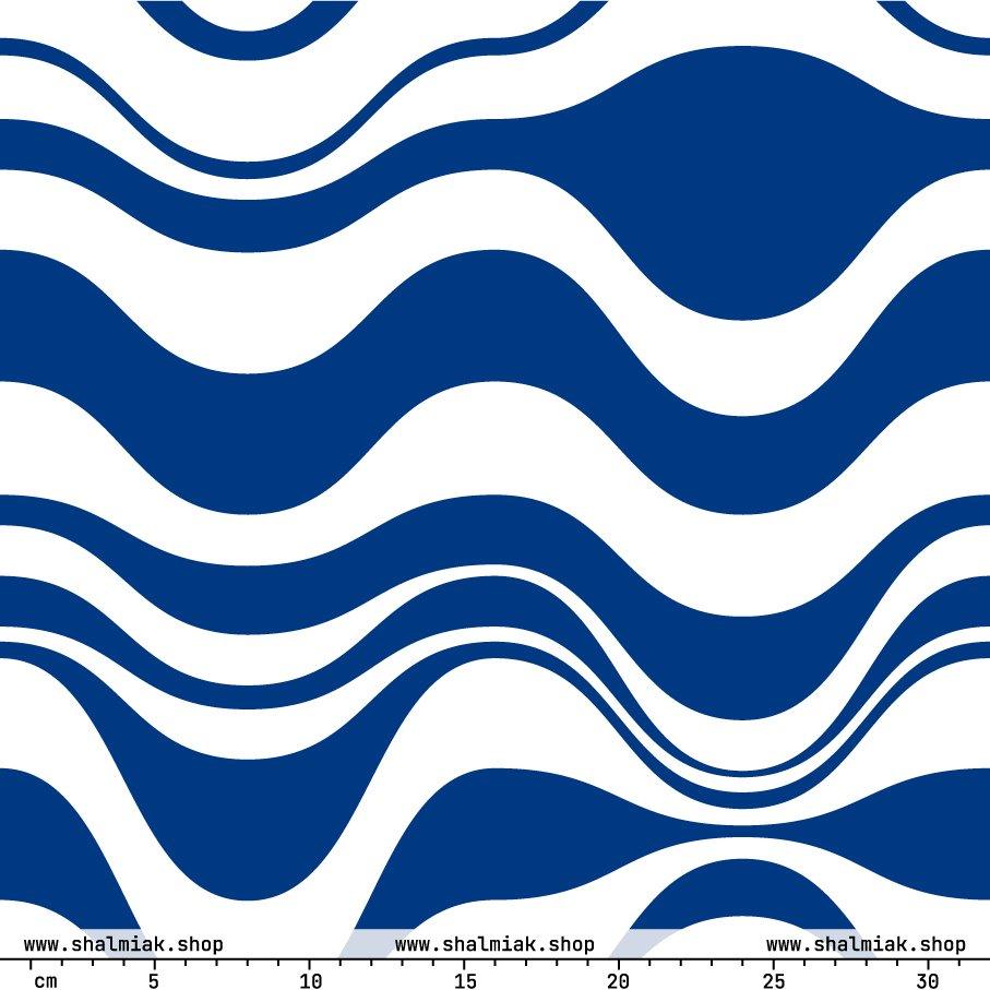 Fabric - ENERGY WAVES blue - Wavy stripe print