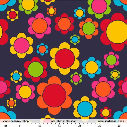 Fabric - FLORA PEACE dark blue