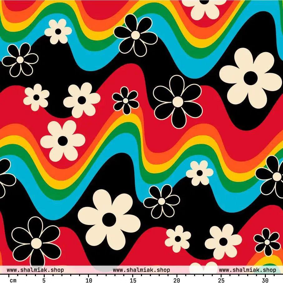 Fabric - FLORA RAVE - Bold stripes and flowers print