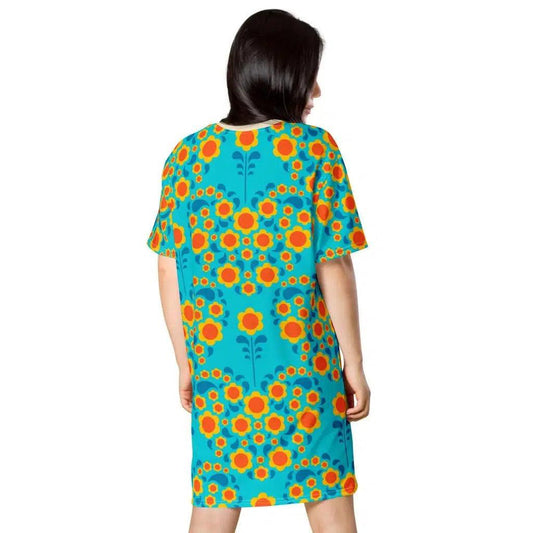 HEARTBEAT orange blue - T-Shirt Dress