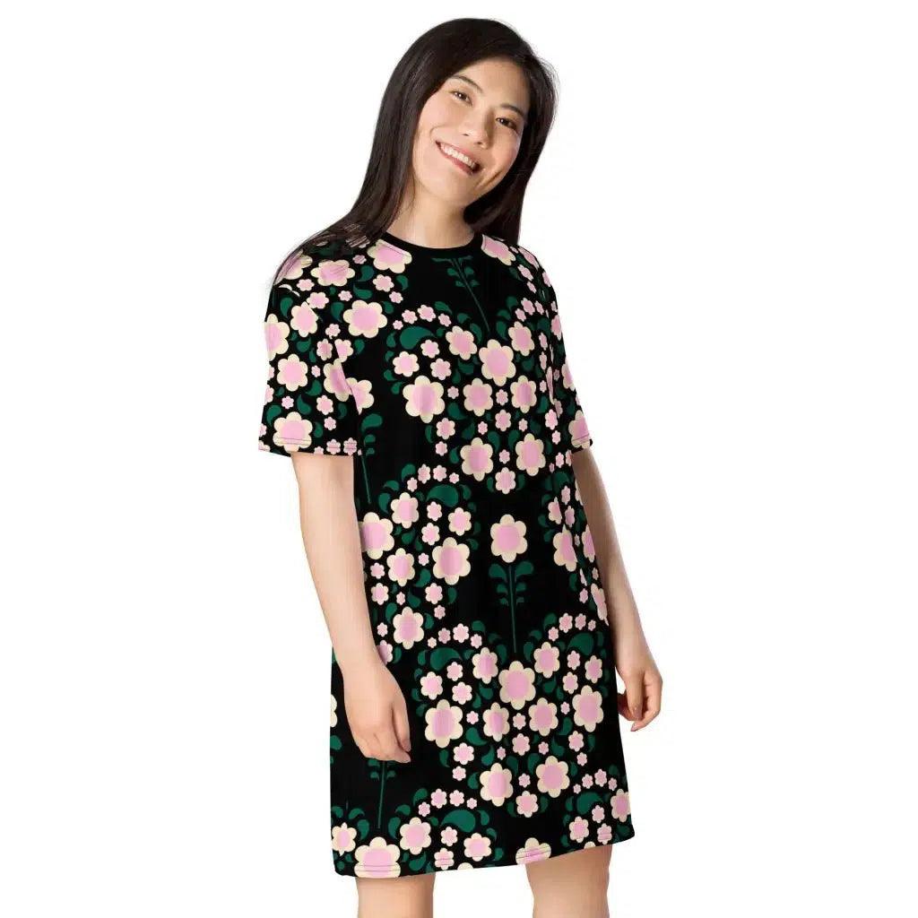 HEARTBEAT pink black - T-Shirt Dress