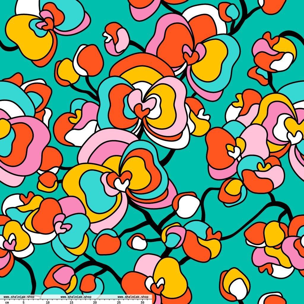 Fabric - JUBILEE mint XL - Groovy bloom print