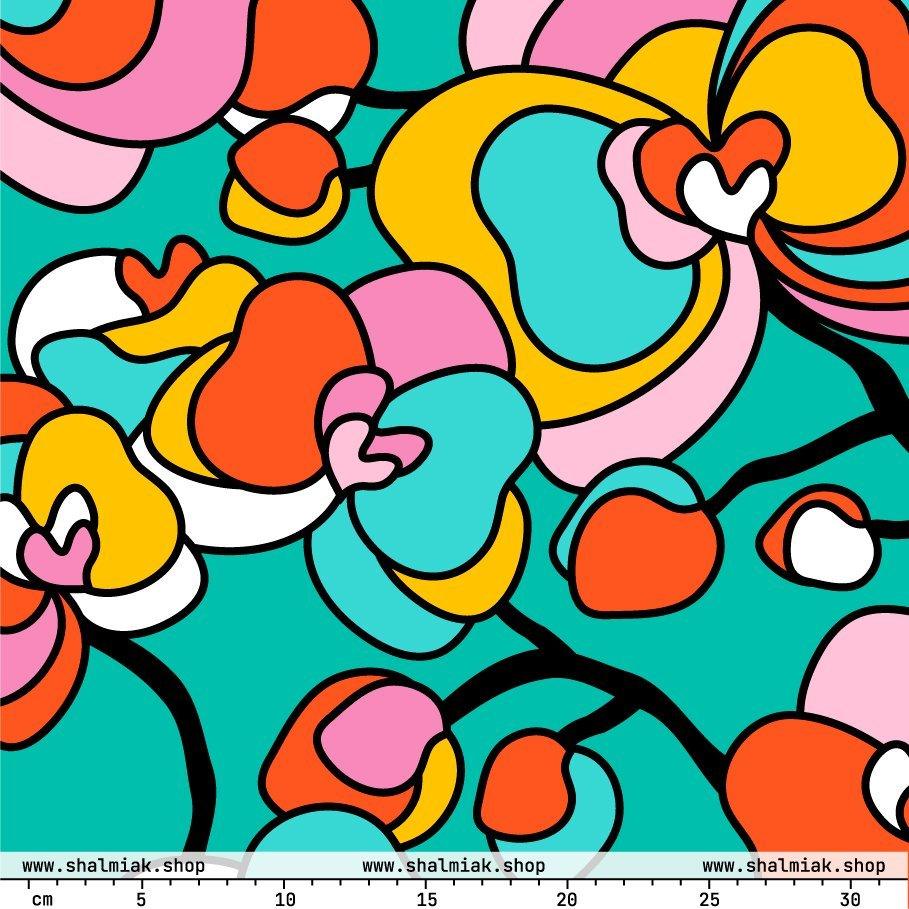 Fabric - JUBILEE mint XL - Groovy bloom print
