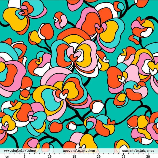 Fabric - JUBILEE mint - Groovy bloom print