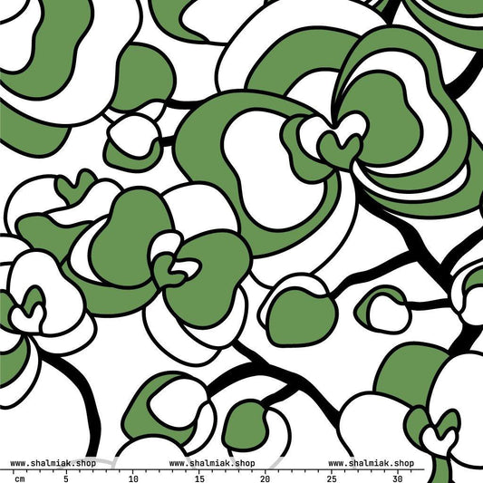 Fabric - JUBILEE simply green XL - Groovy bloom print