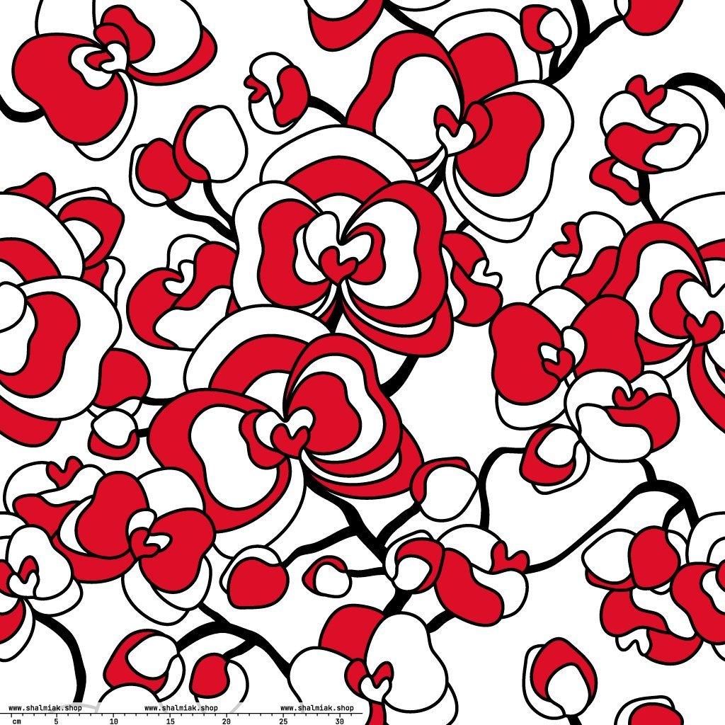 Fabric - JUBILEE simply red XL - Groovy bloom print