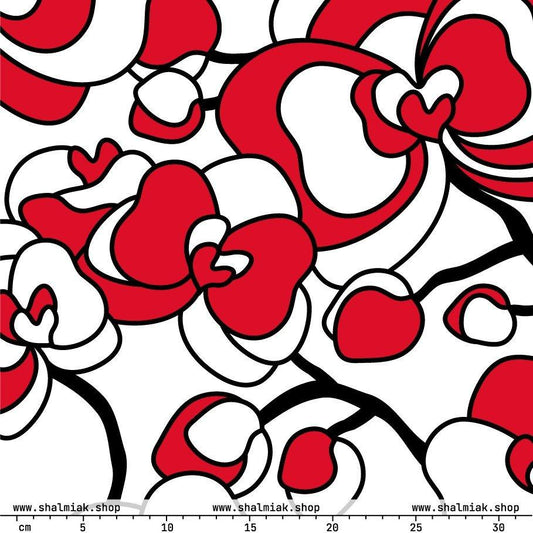 Fabric - JUBILEE simply red XL - Groovy bloom print