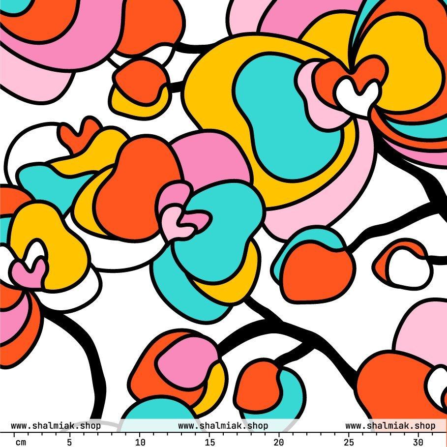 Fabric - JUBILEE white XL - Groovy bloom print