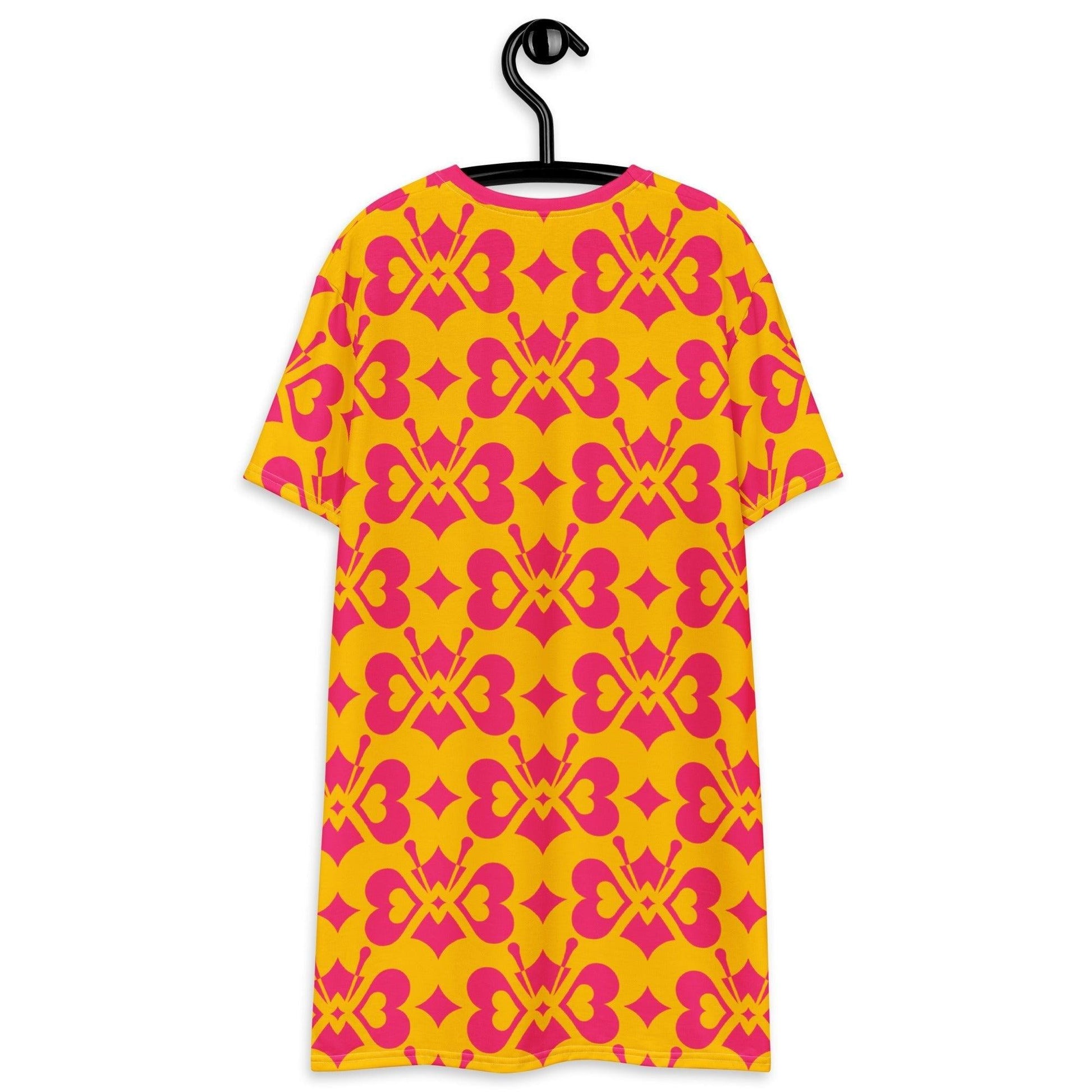 LOVE BUTTERFLY yellow pink - T-Shirt Dress