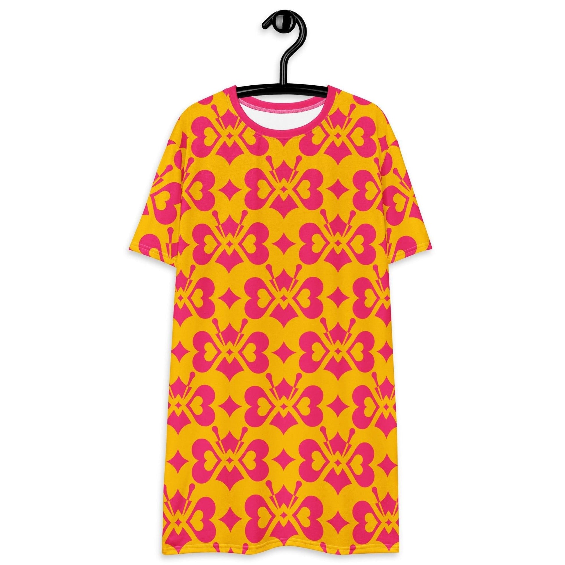 LOVE BUTTERFLY yellow pink - T-Shirt Dress