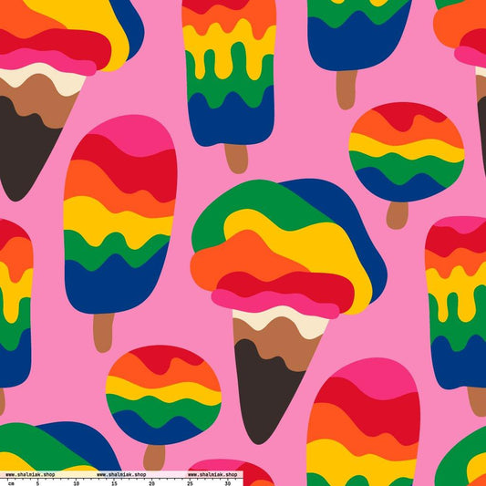 Fabric - MANIC ICE pink - Bold ice cream print