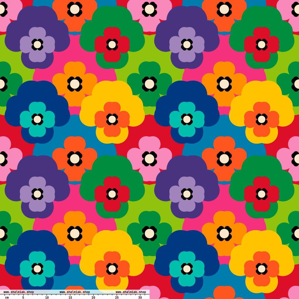 Fabric - PANSY FAB XL - Colorful pansy flower print
