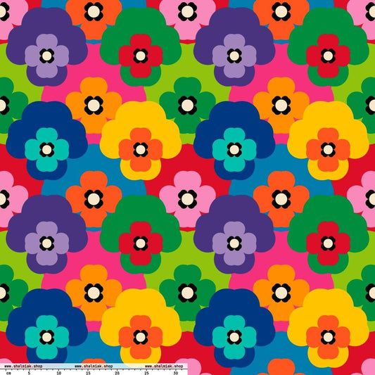 Fabric - PANSY FAB XL - Colorful pansy flower print