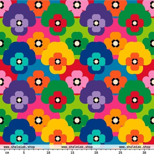 Fabric - PANSY FAB - Colorful pansy flower print
