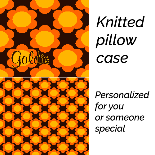 Personalized knitted pillowcase with flowers