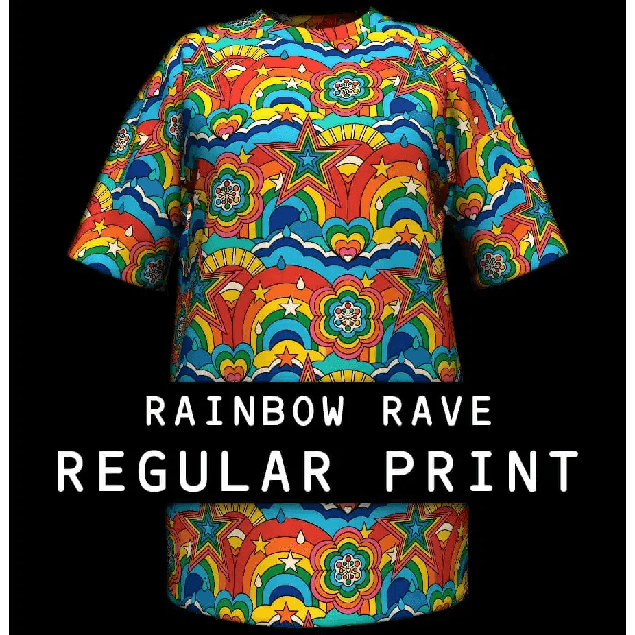 Fabric - RAINBOW RAVE - Bold rainbow sky print