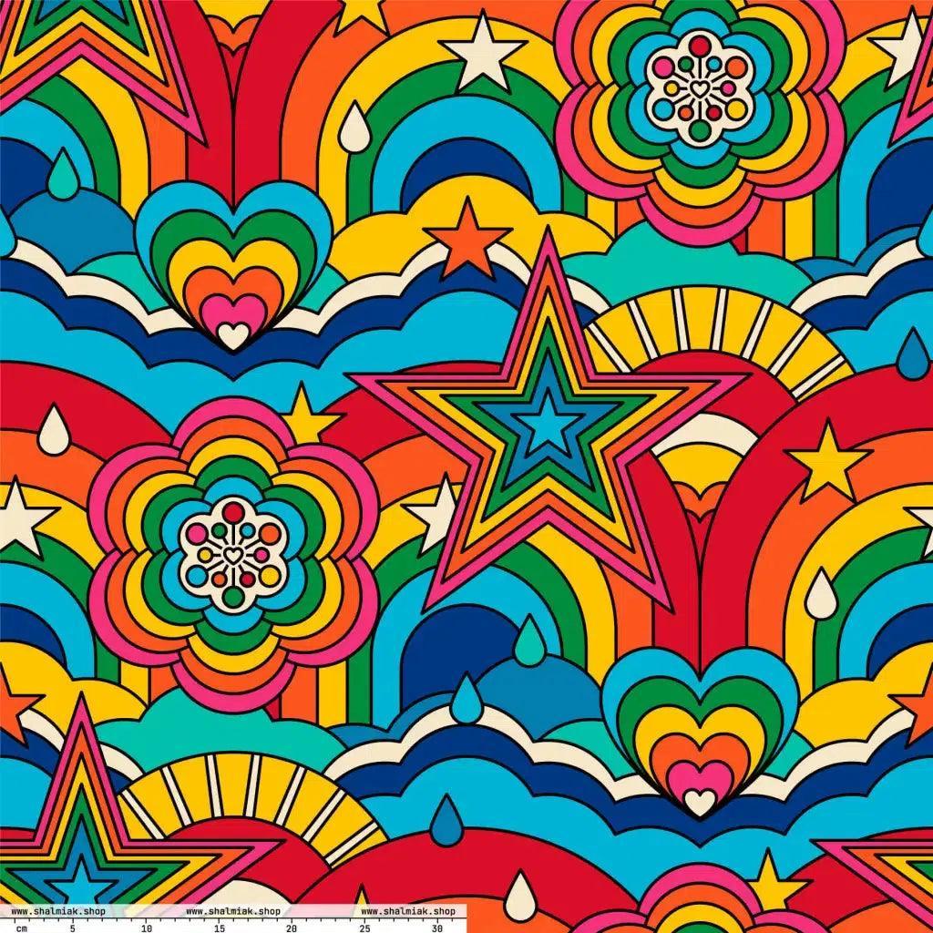 Fabric - RAINBOW RAVE XL - Bold rainbow sky print