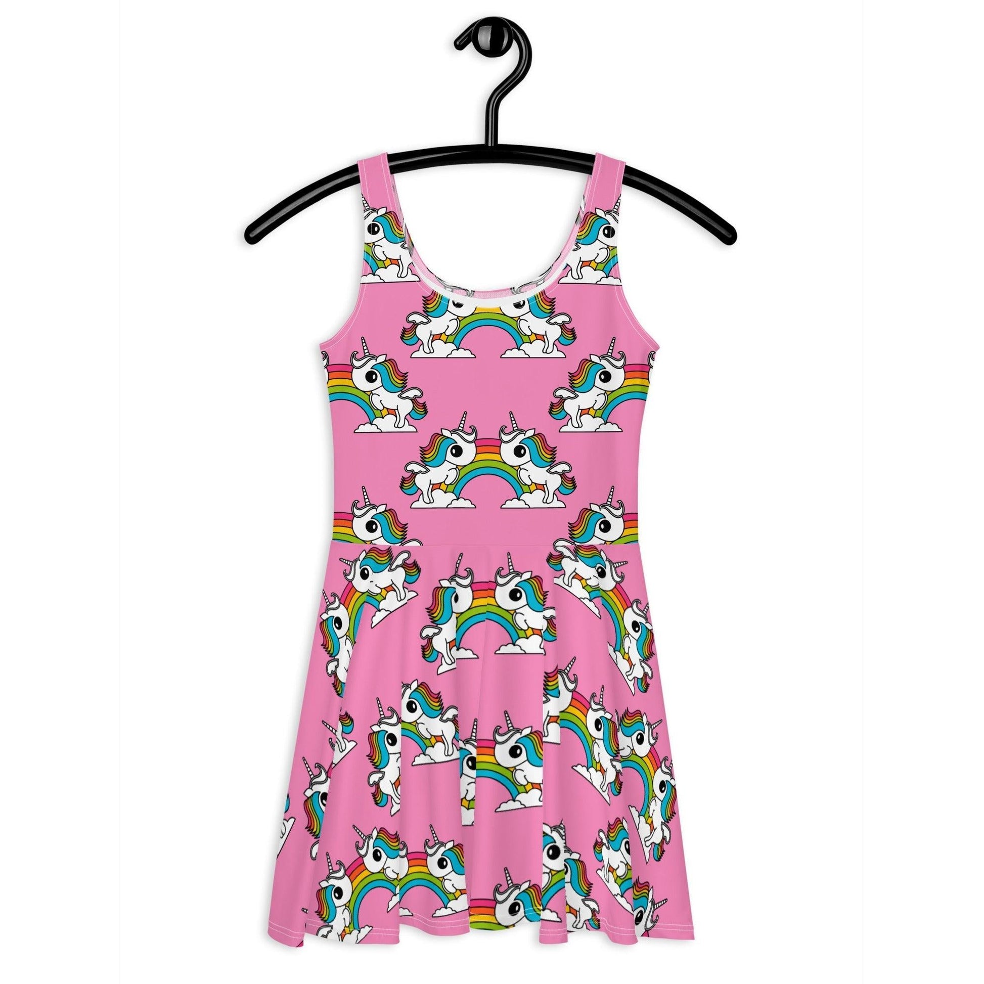 UNIQUE pink - Skater Dress with unicorns and rainbows