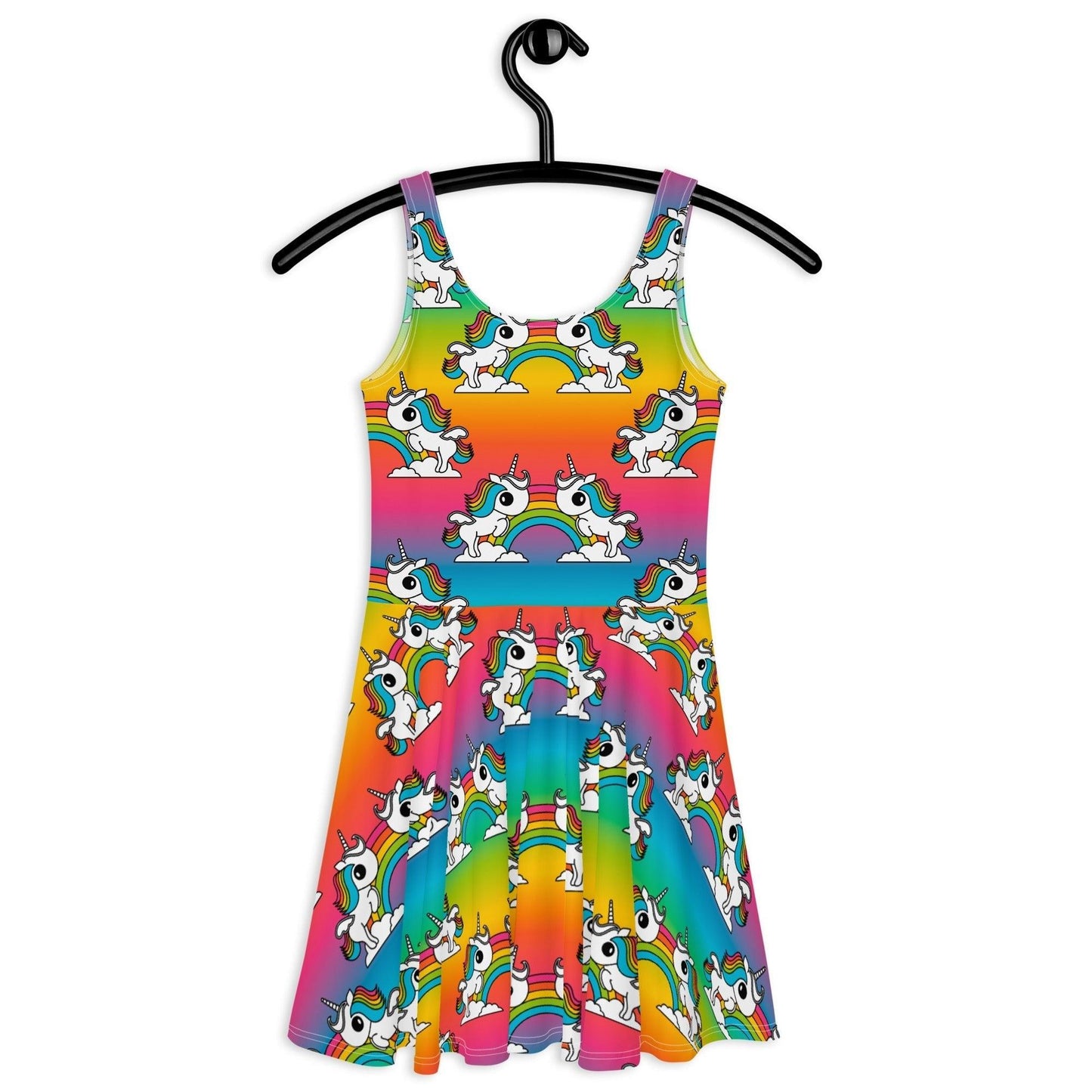 UNIQUE rainbow - Skater Dress with unicorns and rainbows