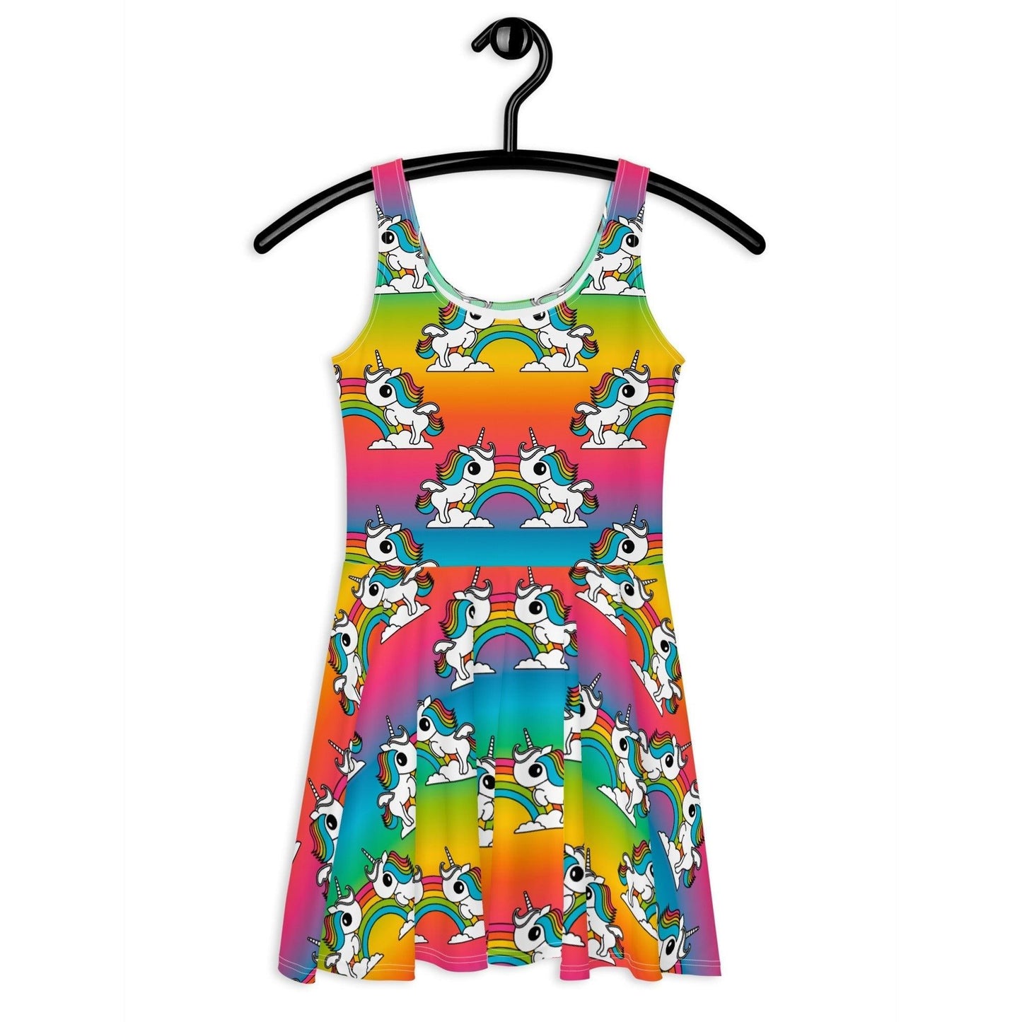 UNIQUE rainbow - Skater Dress with unicorns and rainbows