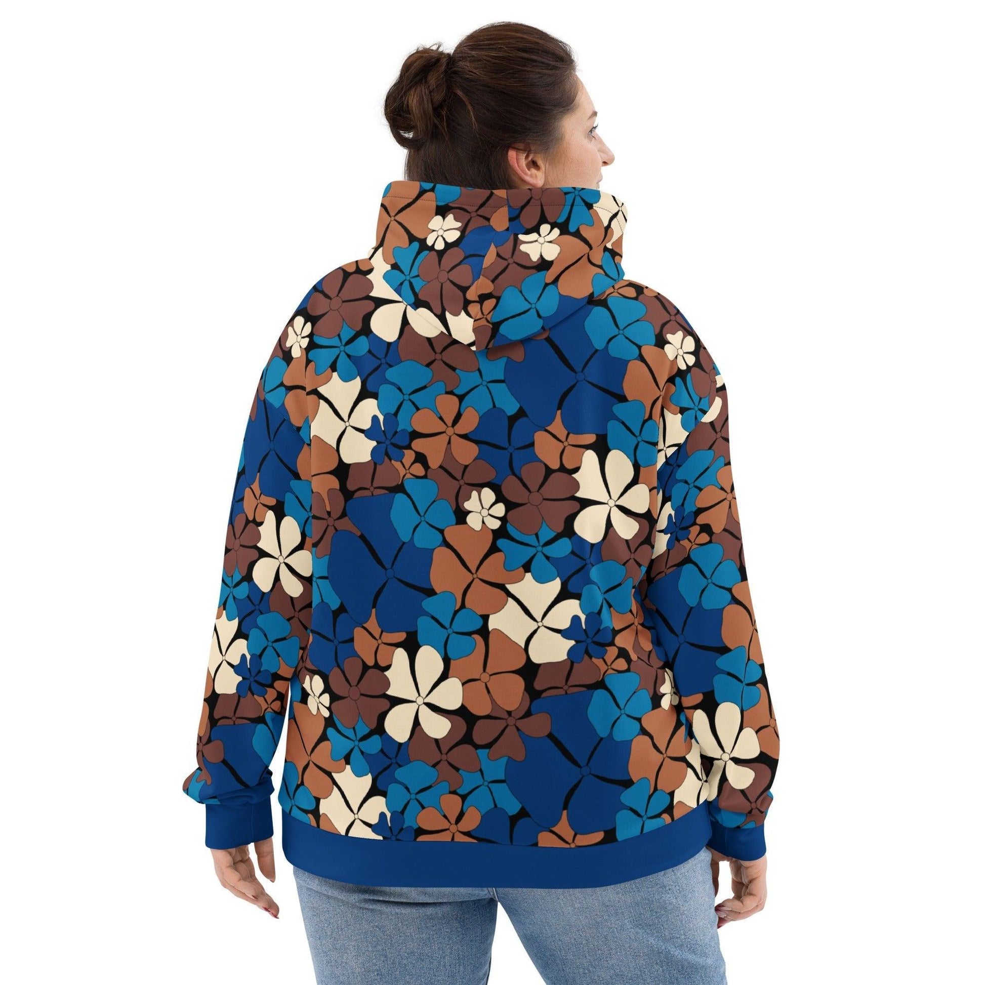 Hoodie - ADELIE blue brown - Wild floral print