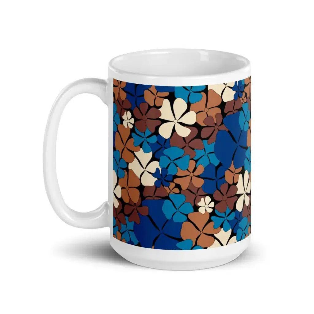 Mug - ADELIE blue brown - Wild Floral Print