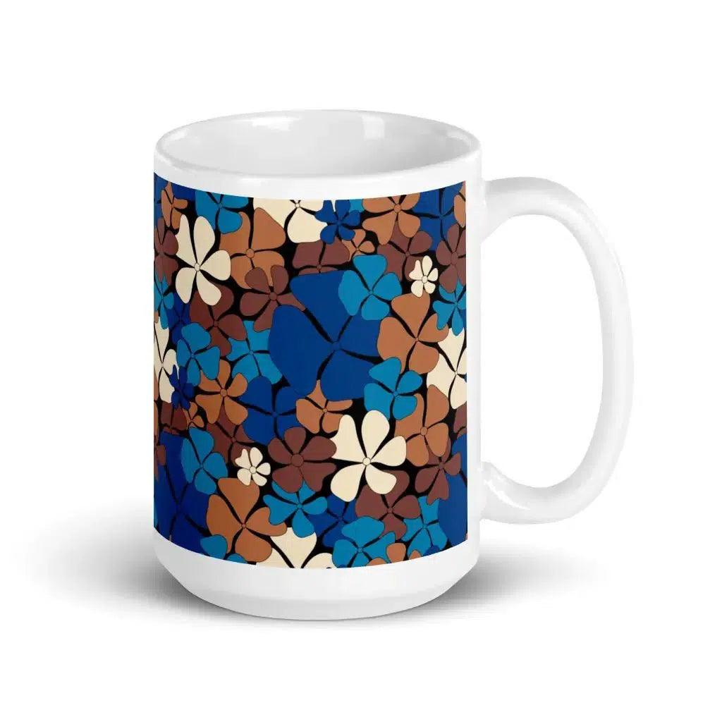 Mug - ADELIE blue brown - Wild Floral Print