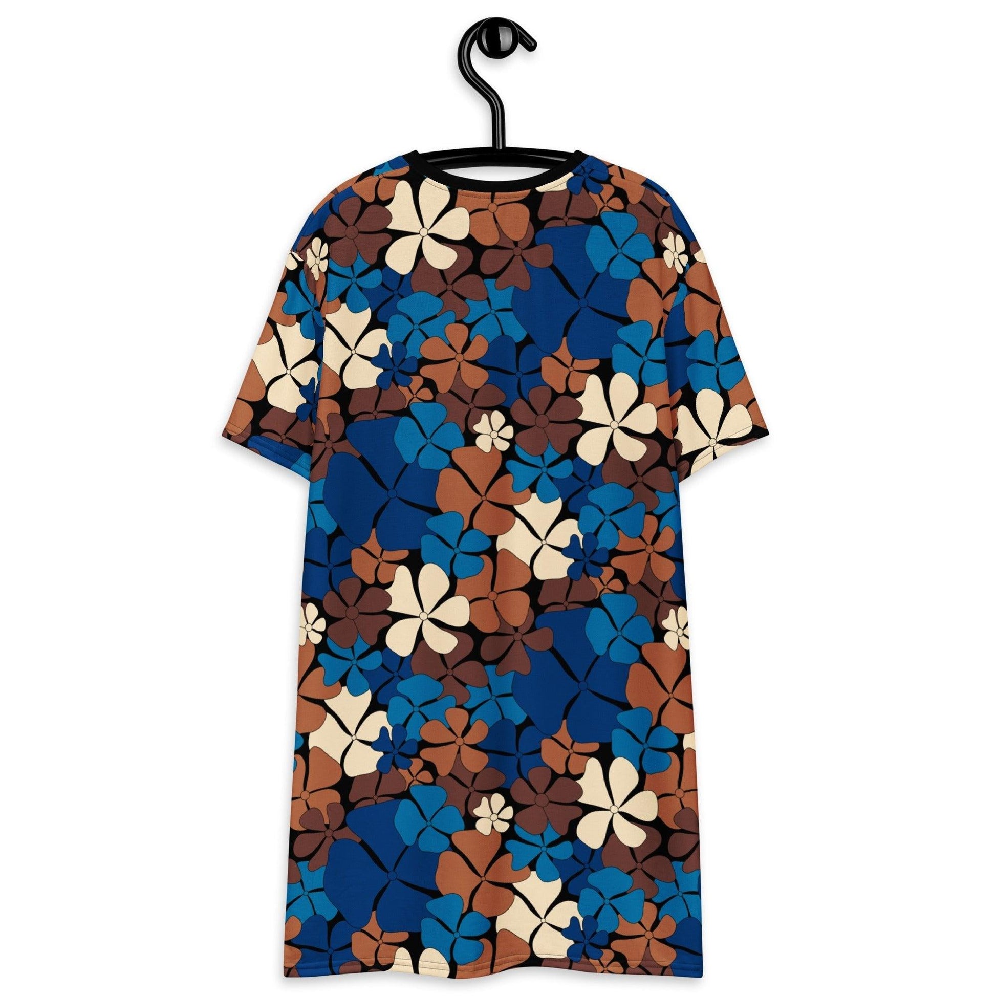 T-shirt dress - ADELIE blue brown - Wild floral print