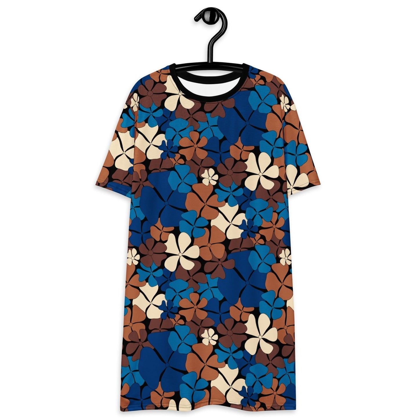 T-shirt dress - ADELIE blue brown - Wild floral print 6XL