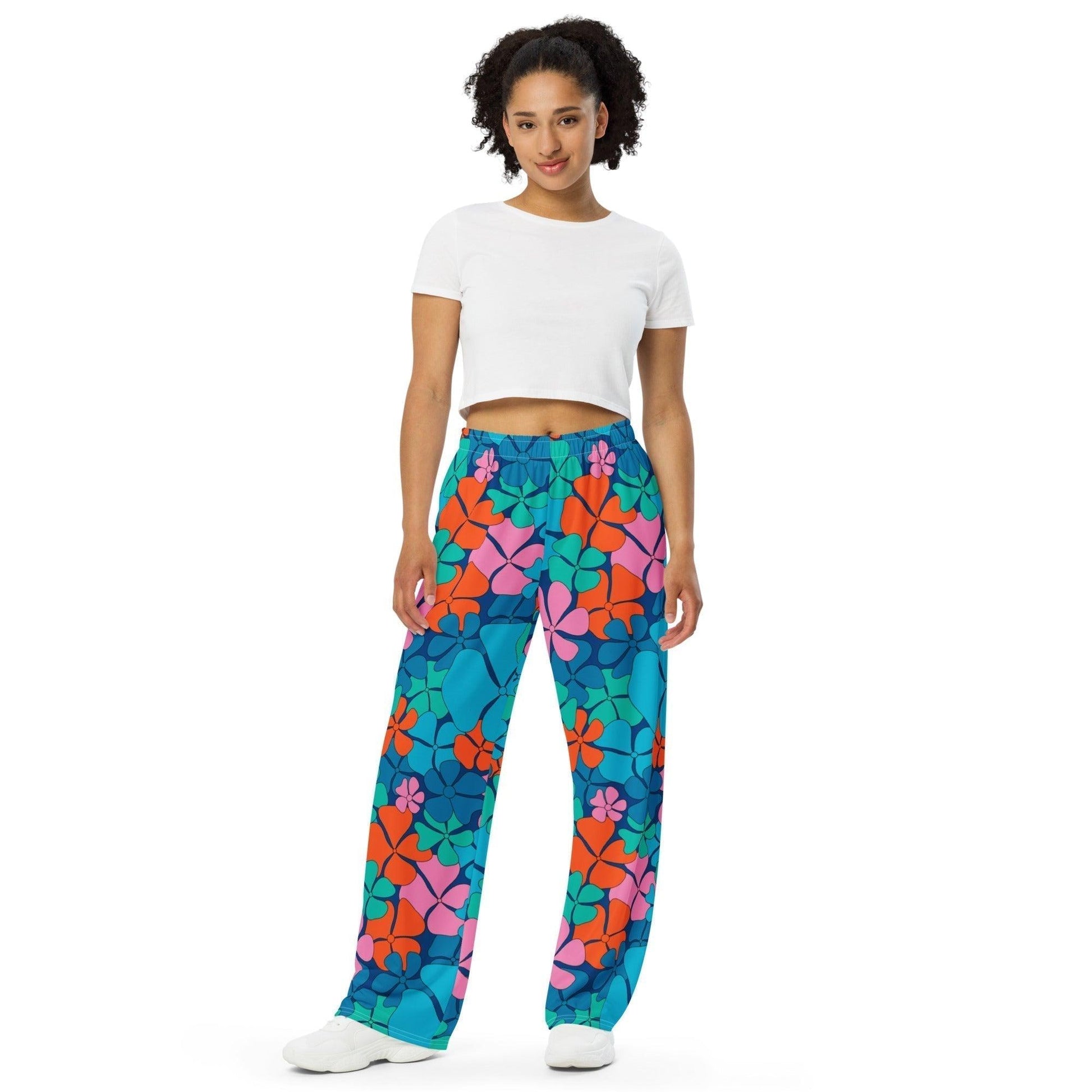 Pants - ADELIE blue orange - Wild floral print 6XL