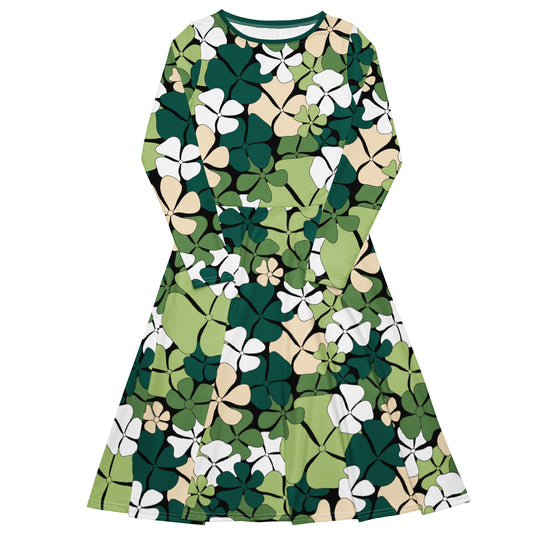 Midi Dress - ADELIE green - Wild Floral Print