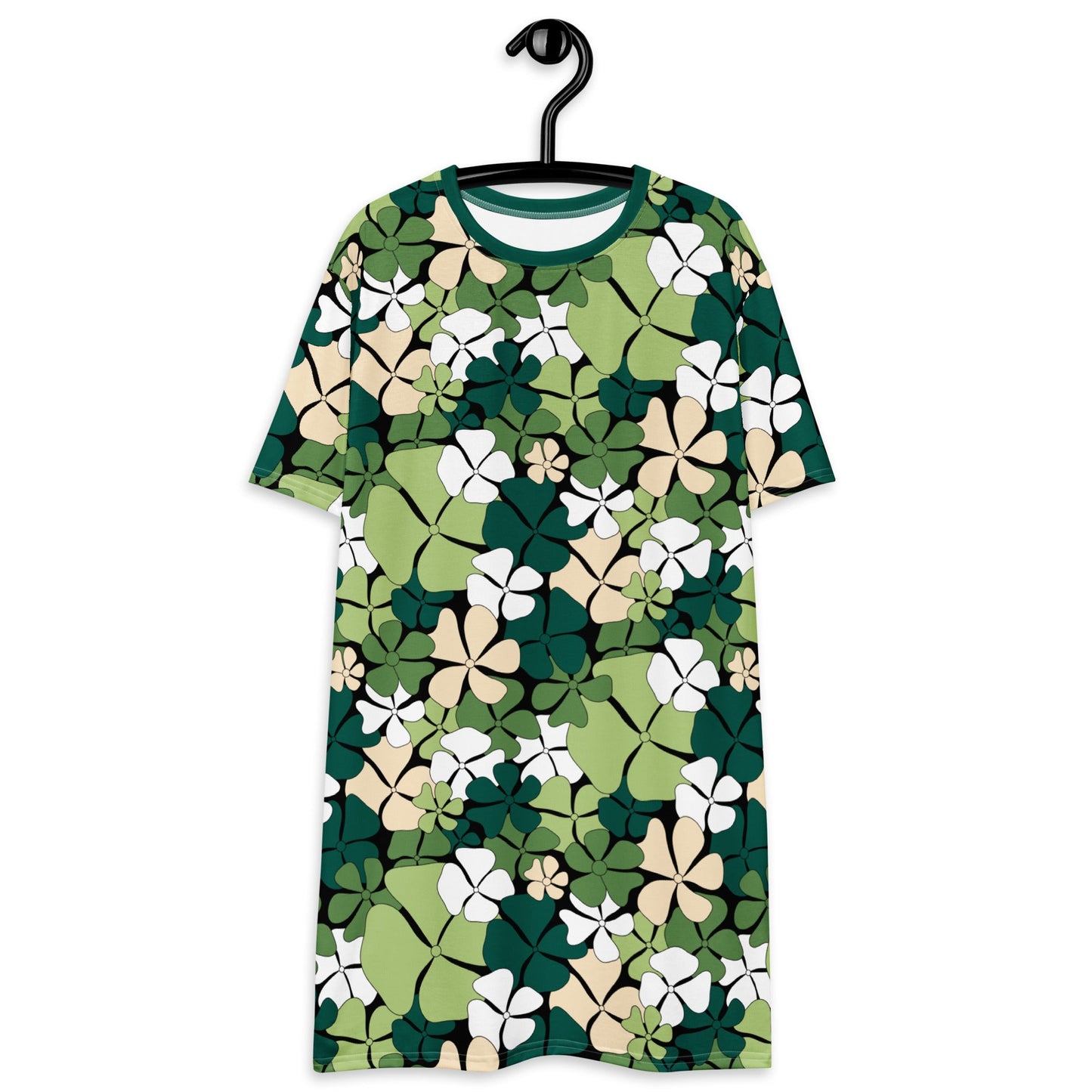 T-shirt dress - ADELIE green - Wild floral print 6XL