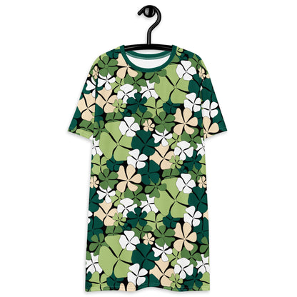 T-shirt dress - ADELIE green - Wild floral print 6XL
