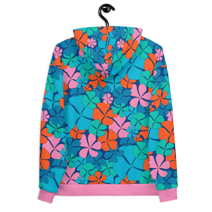 Hoodie - ADELIE orange blue - Wild floral print