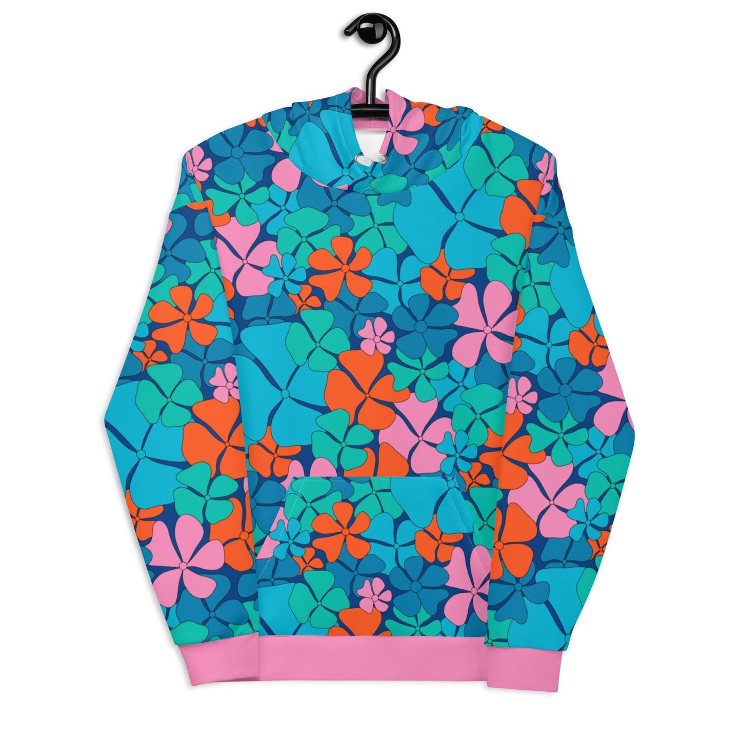 Hoodie - ADELIE orange blue - Wild floral print 6XL