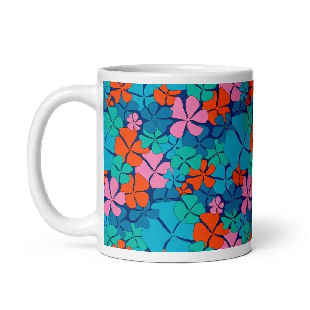 Mug - ADELIE orange blue - Wild Floral Print
