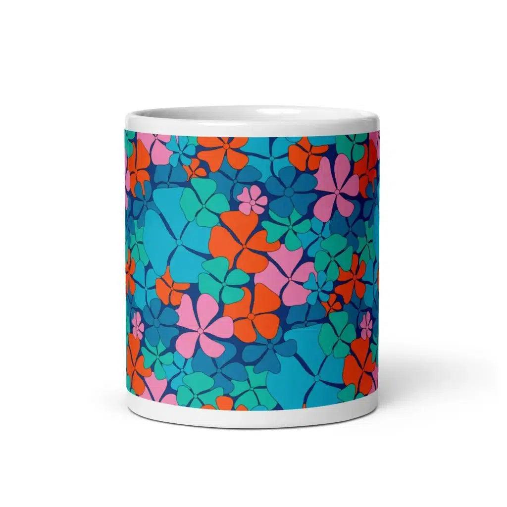 Mug - ADELIE orange blue - Wild Floral Print