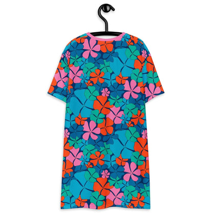 T-shirt dress - ADELIE orange blue - Wild floral print