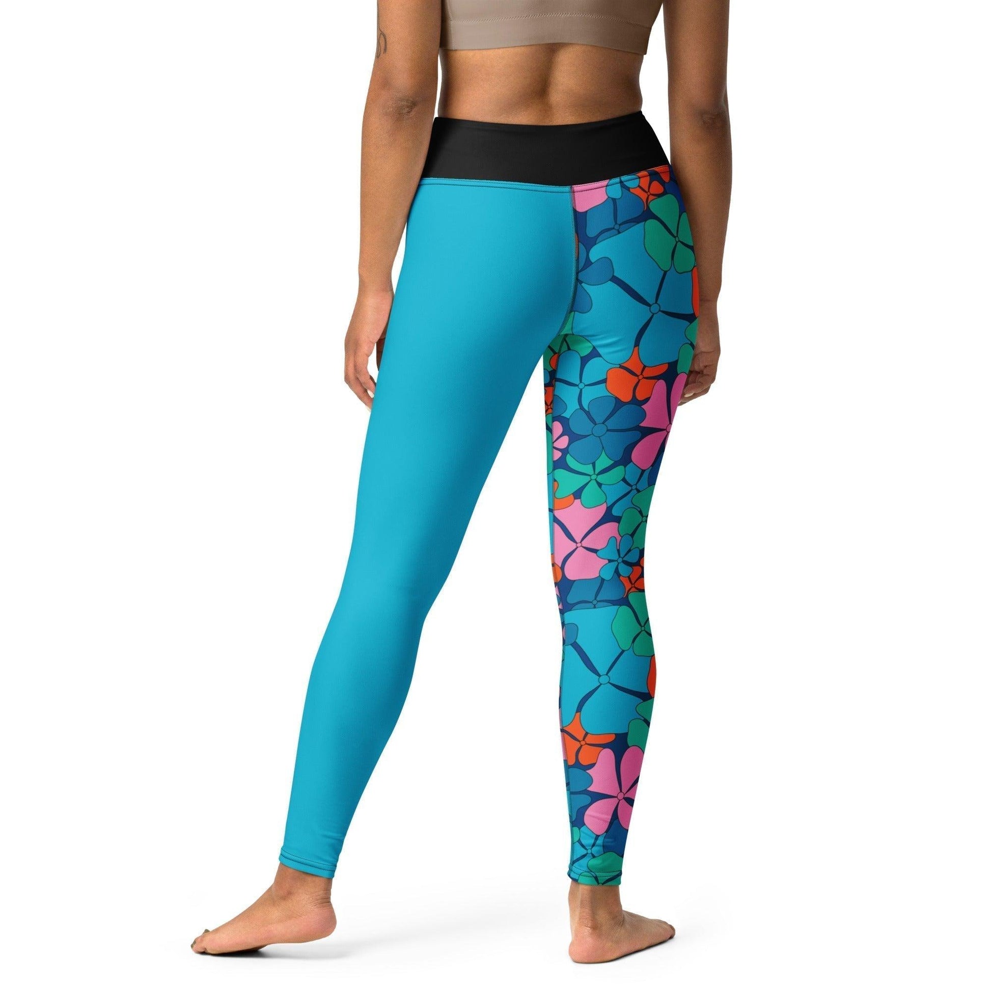 Yoga leggings - ADELIE orange blue - Wild floral print