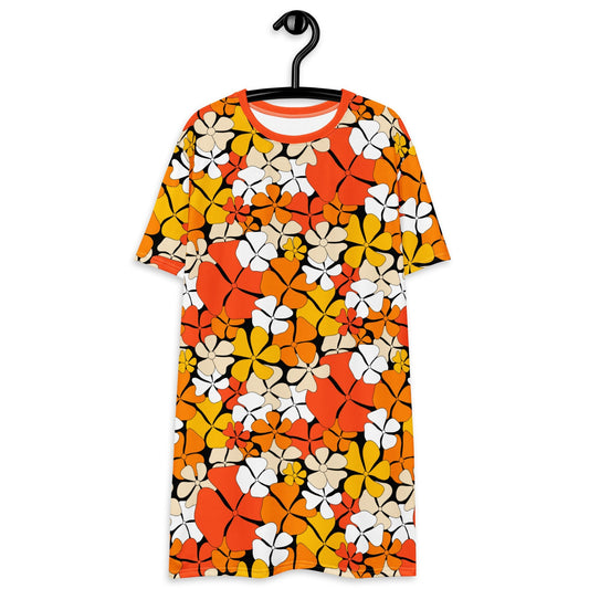 T-shirt dress - ADELIE orange - Wild floral print 6XL