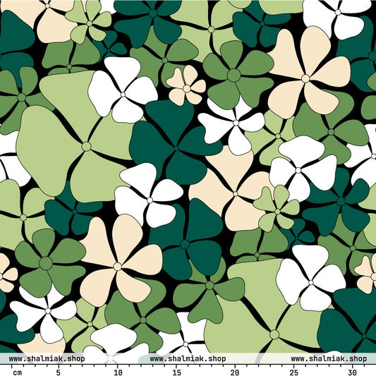 Fabric - ADELIE green - Wild Floral Print