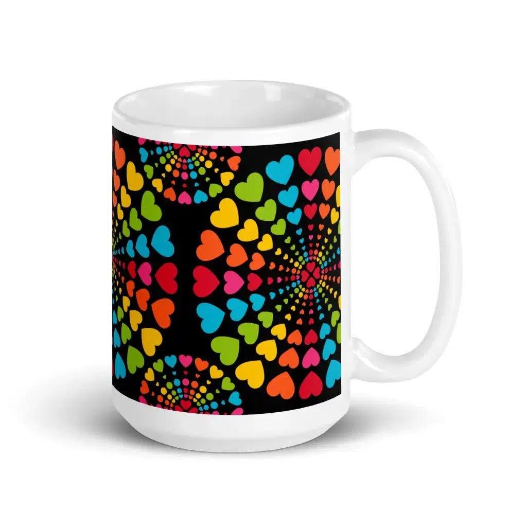 Mug - ALL HEARTS MATTER black - Colorful Hearts in Circles