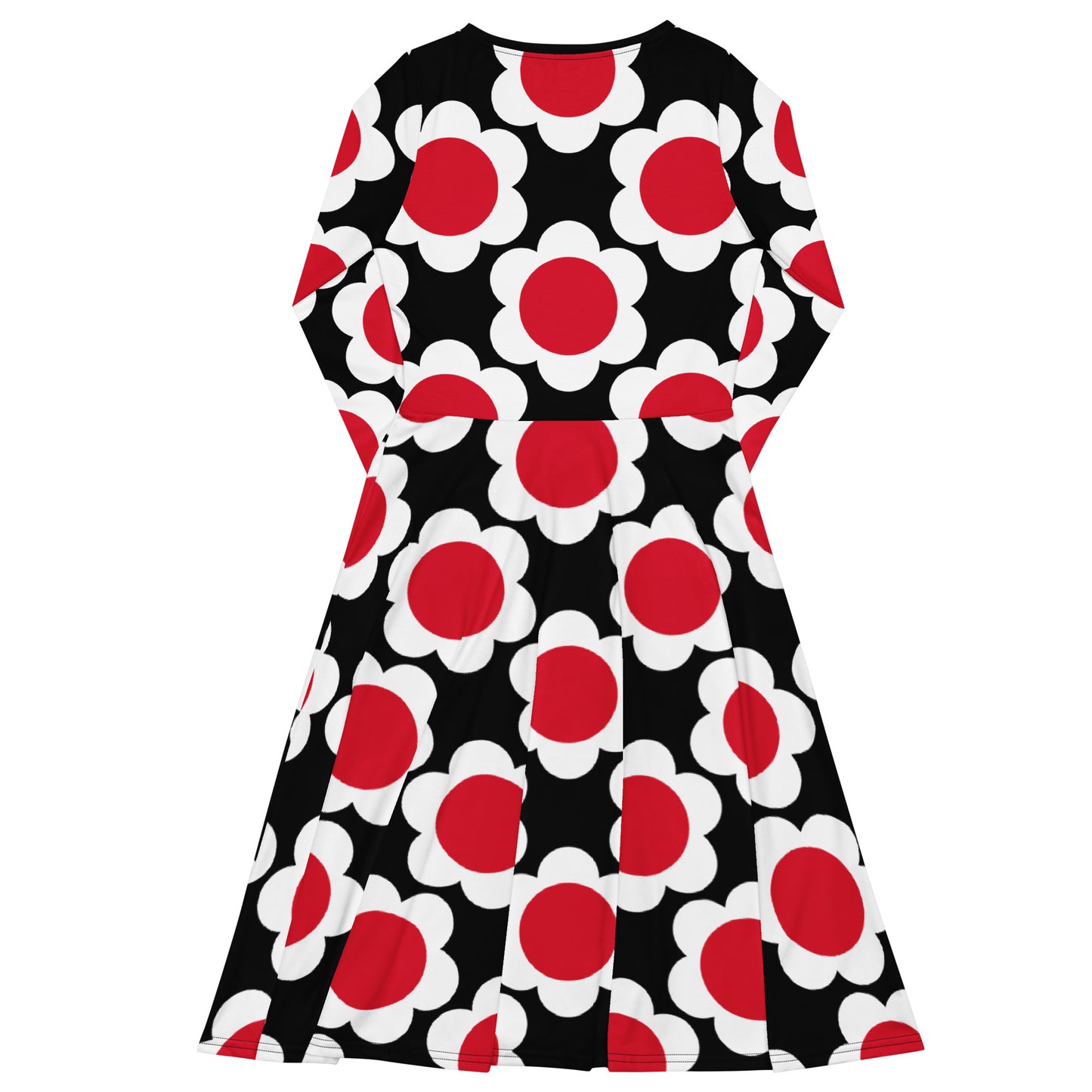 Midi dress - ELLIE red white black - Classic floral print
