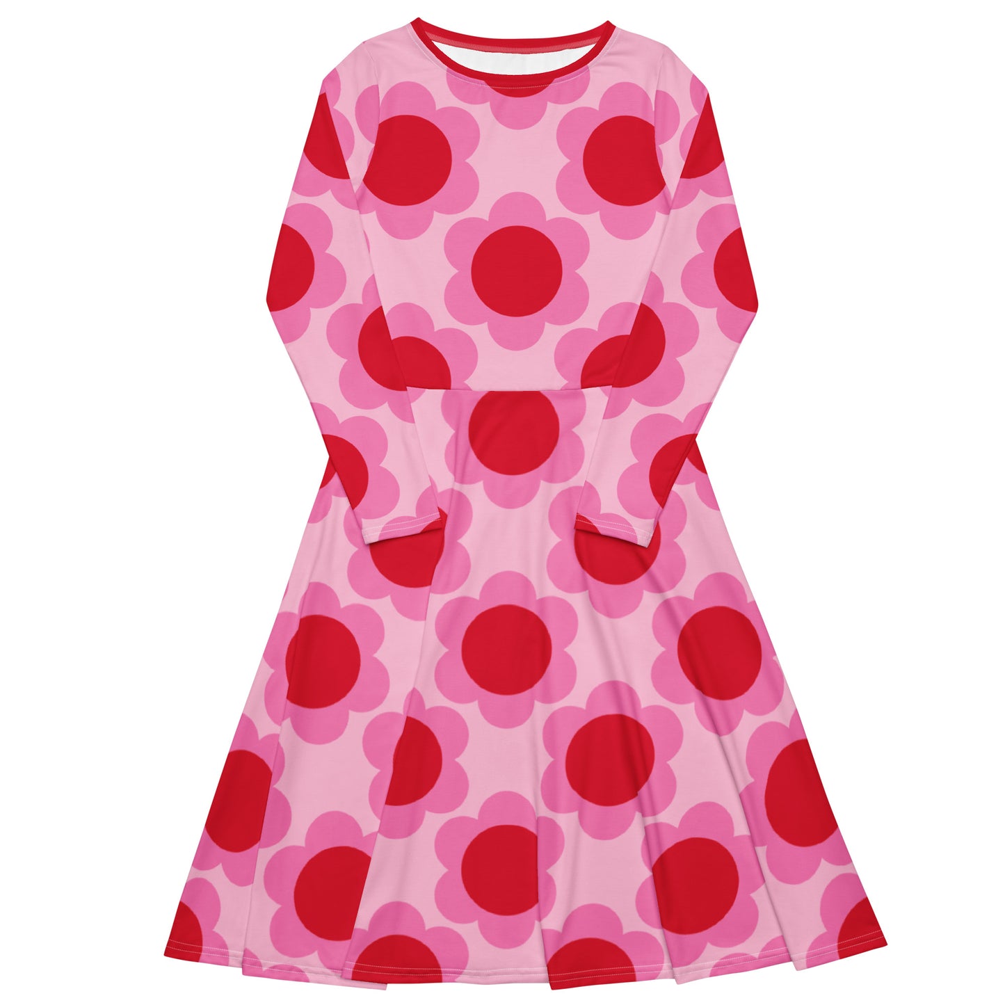 Midi dress - ELLIE red - Classic floral print 6XL