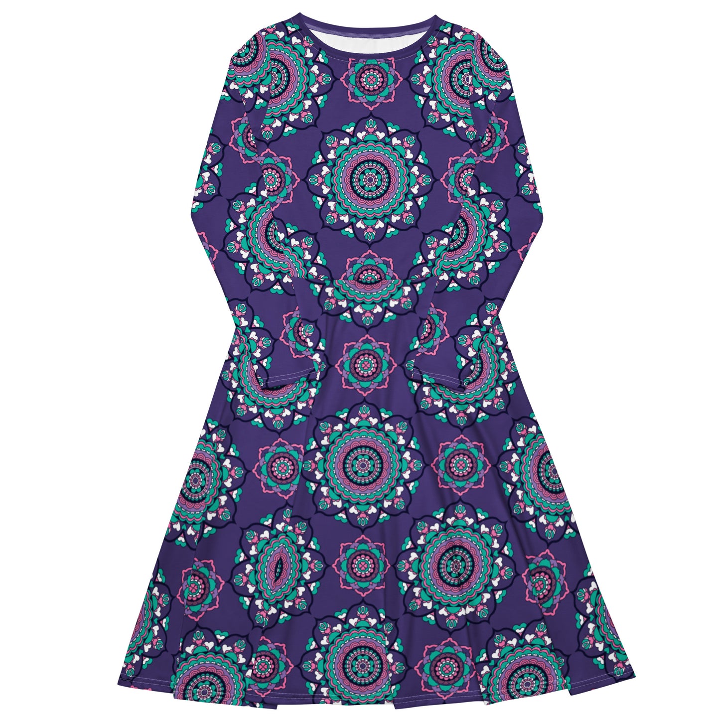 Midi dress - FOREVERMORE summer violet - Romantic flower and heart print 6XL